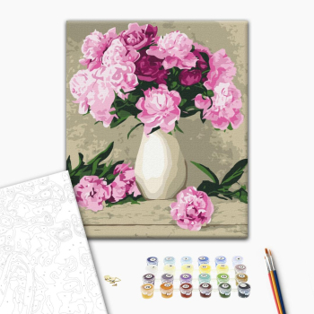 Картина по номерам Квіти - Нежные пионы