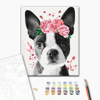 Бостон терьер в веночке