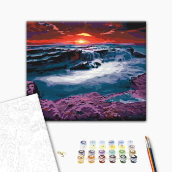 Картина по номерам Пейзажі - Закат у водоспада