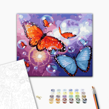 Картина по номерам Тварини, птахи та риби - Метелики з бульбашками