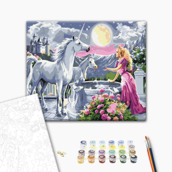 Картина по номерам Люди на картинах - Princess and the unicorns