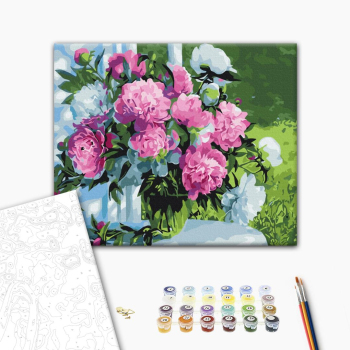 Картина по номерам Квіти - Букет піонів в саду