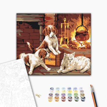 Картина по номерам Тварини, птахи та риби - Любимцы у камина
