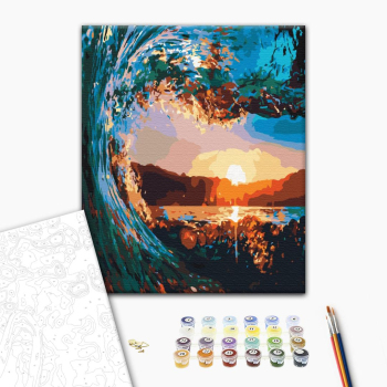 Картина по номерам Пейзажі - Захід сонця крізь хвилі