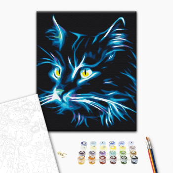 Картина по номерам Тварини, птахи та риби - Неоновий кіт