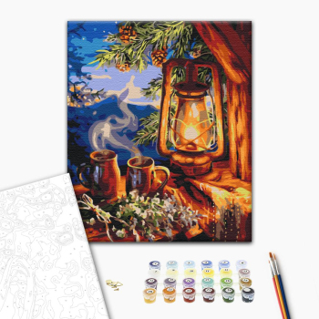 Картина по номерам Затишок, зима, Новий рік, Різдво - Казковий ліхтар