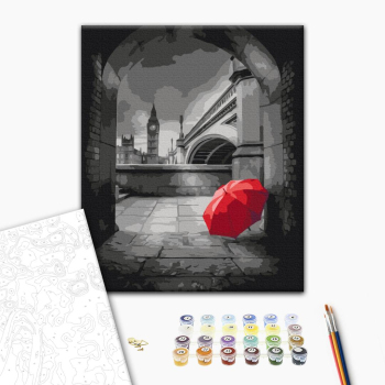 Картина по номерам Города - Червона парасолька під Біг-Беном