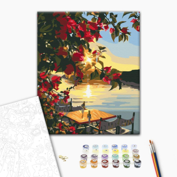 Картина по номерам Пейзажі - Закат солнца на причале