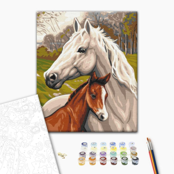 Картина по номерам Тварини, птахи та риби - Сім'я коней