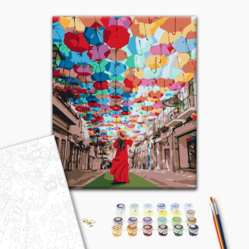 Картина по номерам Люди на картинах - Alley of umbrellas