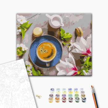 Картина по номерам Натюрморти - Кава і квіти