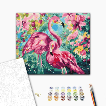 Картина по номерам Тварини, птахи та риби - Квітковий фламінго