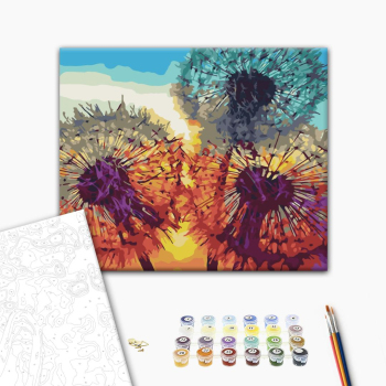 Картина по номерам Квіти - Одуванчики на закате