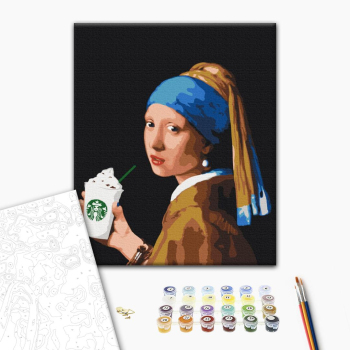 Картина по номерам Люди на картинах - Дівчина з подвійним латте