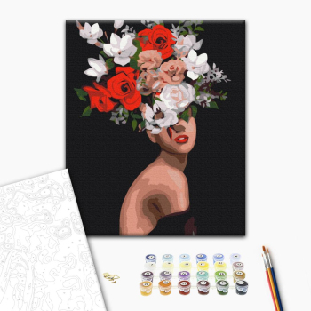 Картина по номерам Люди на картинах - Думки в квітах