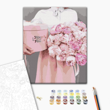 Картина по номерам Квіти - Піони в подарунок