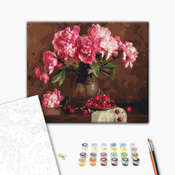 Картина по номерам Квіти - Півонії і вишні