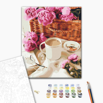 Картина по номерам Натюрморти - Піони в корзинці