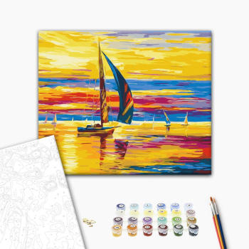Картина по номерам Пейзажі - Схід сонця на плаву