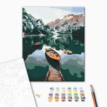 Картина по номерам Природа - Boat on mirror lake