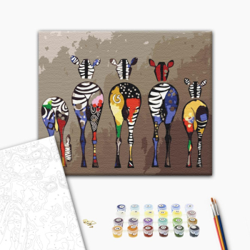 Картина по номерам Тварини, птахи та риби - В кольорову смужку