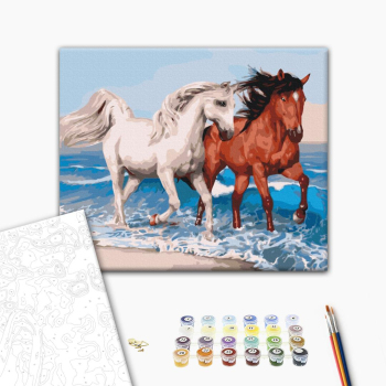 Картина по номерам Тварини, птахи та риби - Коні на узбережжі