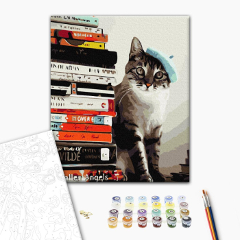 Картина по номерам Тварини, птахи та риби - Кіт читайлик