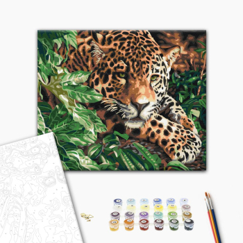 Картина по номерам Тварини, птахи та риби - Леопард зі смарагдовими очима