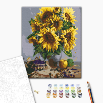 Картина по номерам Квіти - Натюрморт з букетом соняшників