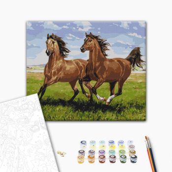 Картина по номерам Тварини, птахи та риби - Скакуни на пробіжці