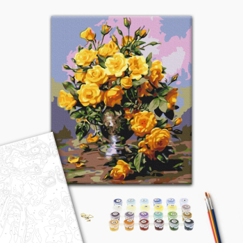Картина по номерам Квіти - Букет жовтих троянд