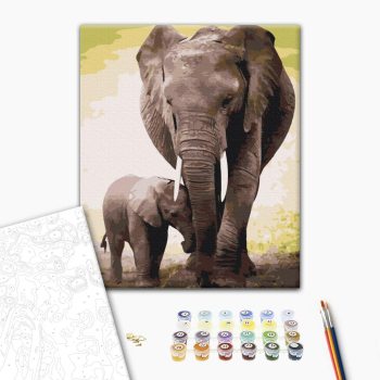 Картина по номерам Тварини, птахи та риби - Первые дни слоненка