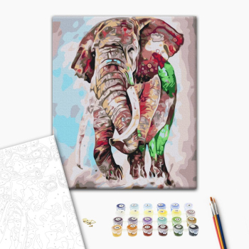 Картина по номерам Тварини, птахи та риби - Веселковий слон