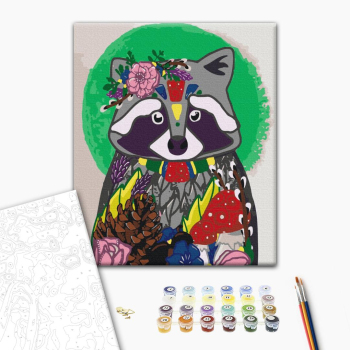 Картина по номерам Тварини, птахи та риби - Єнотик з дарами