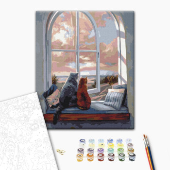 Картина по номерам Тварини, птахи та риби - Пейзаж для котиків