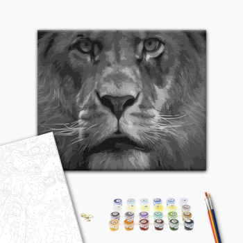 Картина по номерам Тварини, птахи та риби - Лев в черно-белых тонах
