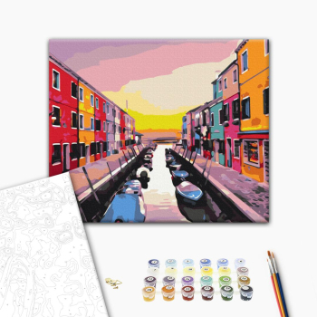 Картина по номерам Пейзажі - Припаркованные гондолы