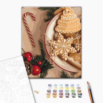 Картина по номерам Затишок, зима, Новий рік, Різдво - Бабусине печиво на Різдво