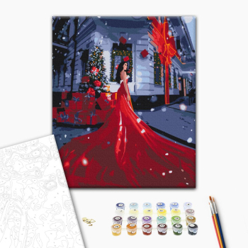 Картина по номерам Затишок, зима, Новий рік, Різдво - За мить до свята