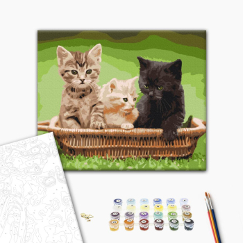 Картина по номерам Тварини, птахи та риби - Котята в корзине