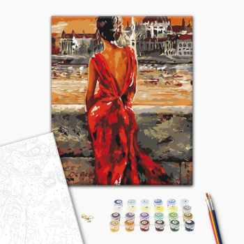 Картина по номерам Люди на картинах - Леді в червоному