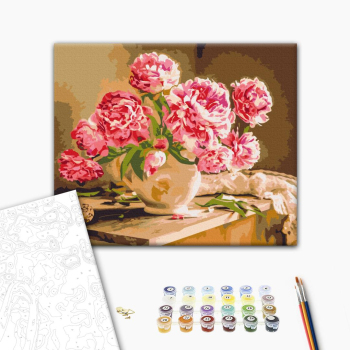 Картина по номерам Квіти - Пионы в уютном интерьере