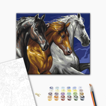 Картина по номерам Тварини, птахи та риби - Трио лошадей