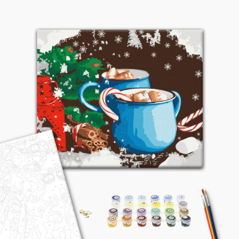 Картина по номерам Затишок, зима, Новий рік, Різдво - Зимове маршмеллоу