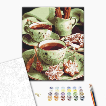 Картина по номерам Затишок, зима, Новий рік, Різдво - М'ятні пряники