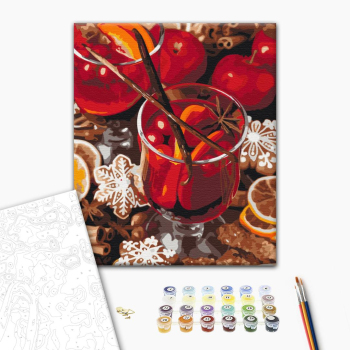 Картина по номерам Затишок, зима, Новий рік, Різдво - Пряний глінтвейн