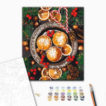 Картина по номерам Затишок, зима, Новий рік, Різдво - Різдвяні смаколики