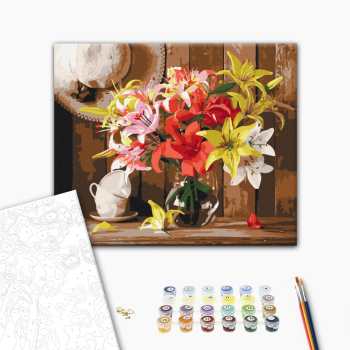 Картина по номерам Квіти - Барвистий букет лілій