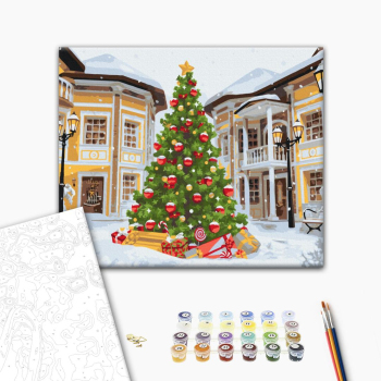 Картина по номерам Затишок, зима, Новий рік, Різдво - Головна новорічна красуня