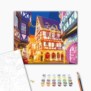 Картина по номерам Затишок, зима, Новий рік, Різдво - Різдвяні вогники